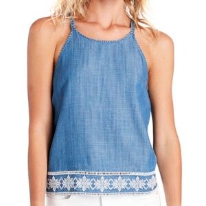 Vineyard Vines Denim Blue Camisole with White Lace